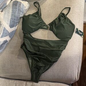 Elegant Olive Green Women's Swimsuit